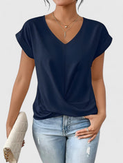 Elspeth Montclair | Beige V-Neck Twist Front Blouse