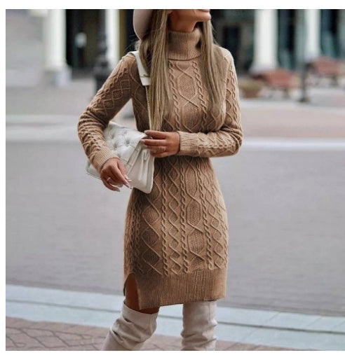 Solange Fontenay | Cable Knit Turtleneck Mini Dress For Women