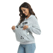 Lucille Bertrand | Cat Print Hoodie With Pet Pouch Pocket For Women