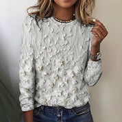 Juliette Fontenay | 3D Floral Embossed Long Sleeve Top For Women