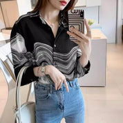 Noelle Stratford | Abstract Print Long Sleeve Blouse For Women