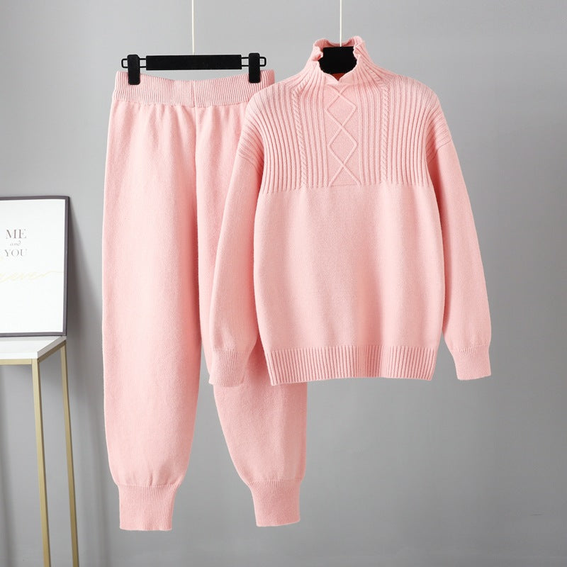 Odile Charvet | Cable-Knit Mock Neck Sweater Set For Women