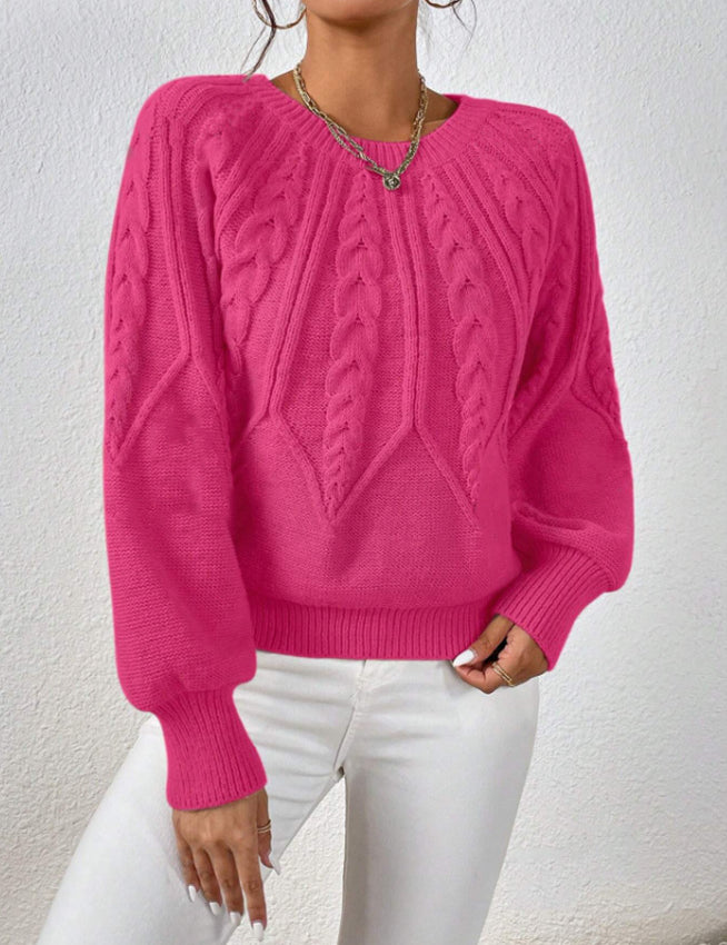 Rosalie Thornbury | Cable-Knit Crew Neck Sweater For Women