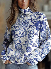 Marianne Castellucci | Floral-Print Turtleneck Sweater For Women