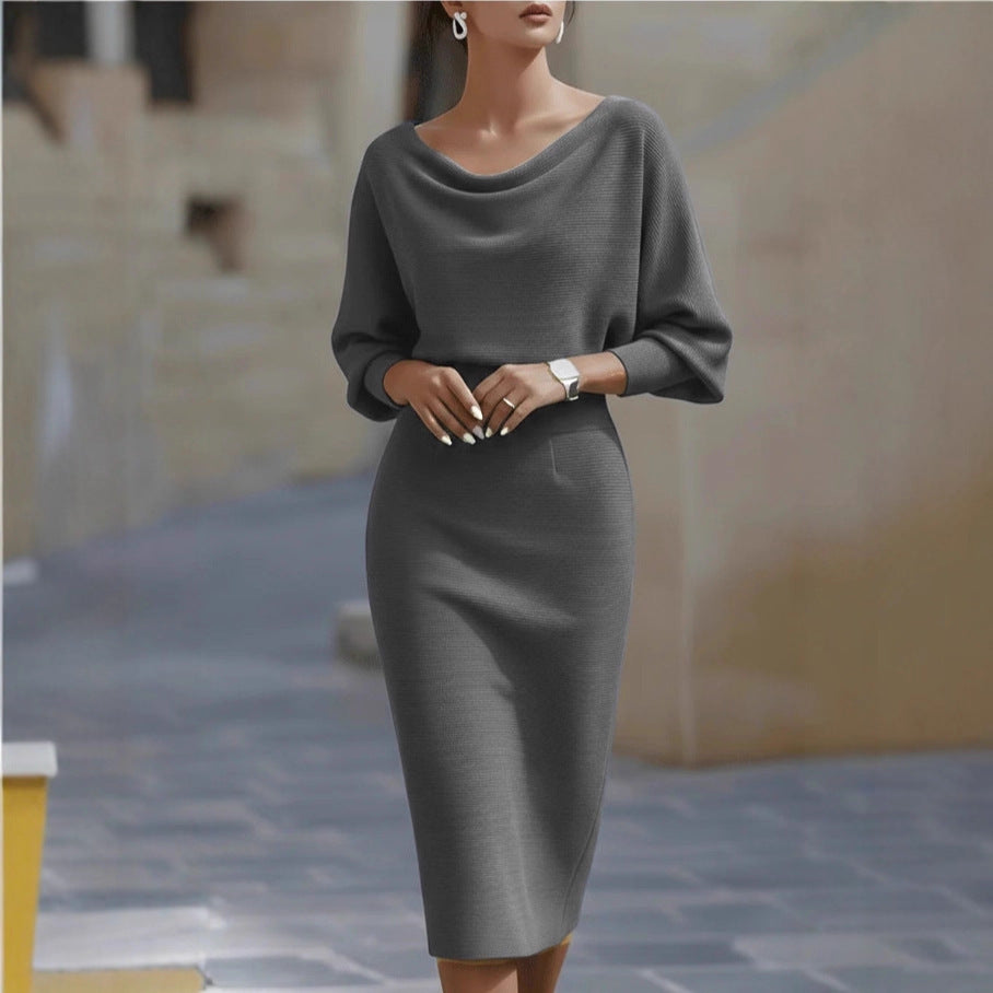 Simone Darcourt | Cowl Neck Batwing Midi Dress For Women