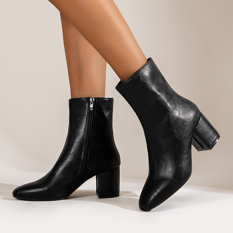 Celine Ardoin | White Patent Mid-Calf Boots For Women