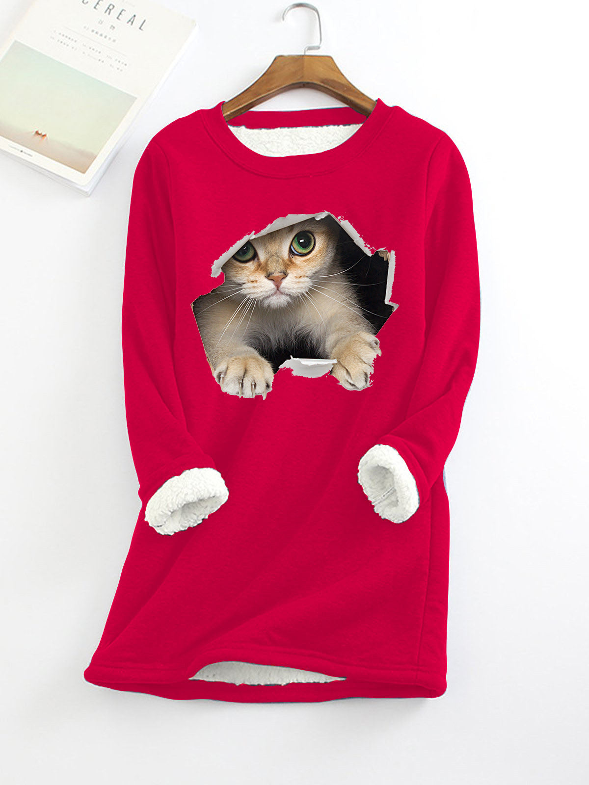 Lucille Armand | Cat Print Fleece-Lined Sweatshirt For Women