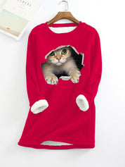 Lucille Armand | Cat Print Fleece-Lined Sweatshirt For Women