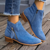 Harriet Stonewood | Suede Ankle Boots For Women With Side Zipper