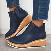 Lucette Fairborne | Navy Wedge Ankle Boots For Women