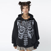 Nina Delvaux | Skeleton Print Zip-Up Hoodie For Women