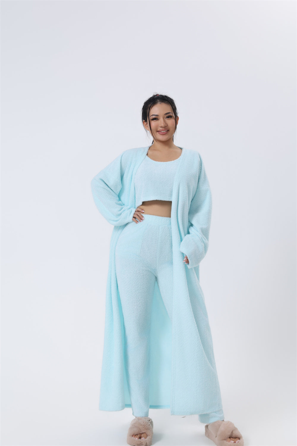Brianna Vossmore | Fluffy 3-Piece Lounge Set For Women