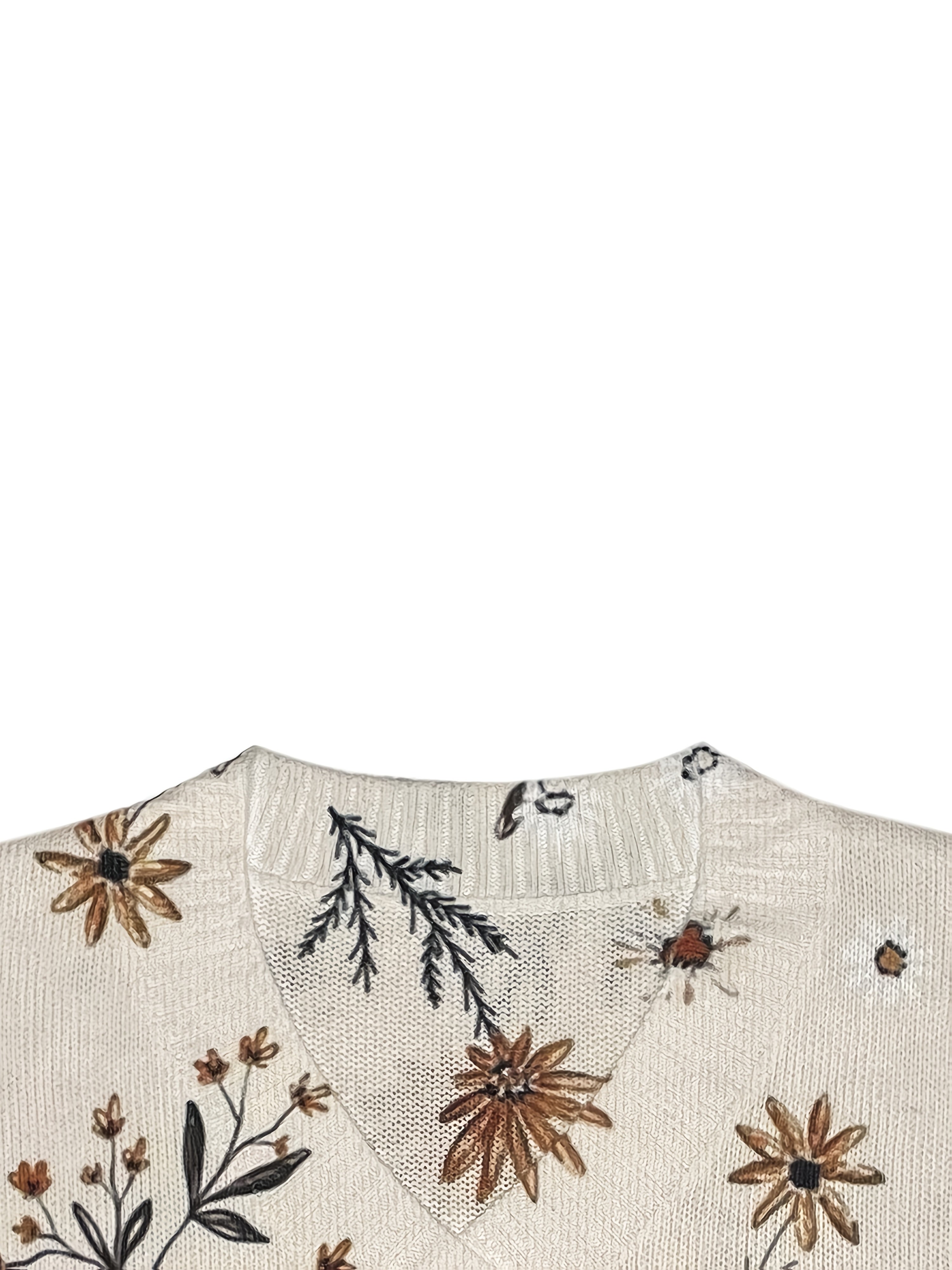 Naomi Beckwith | Floral V-Neck Sweater For Women
