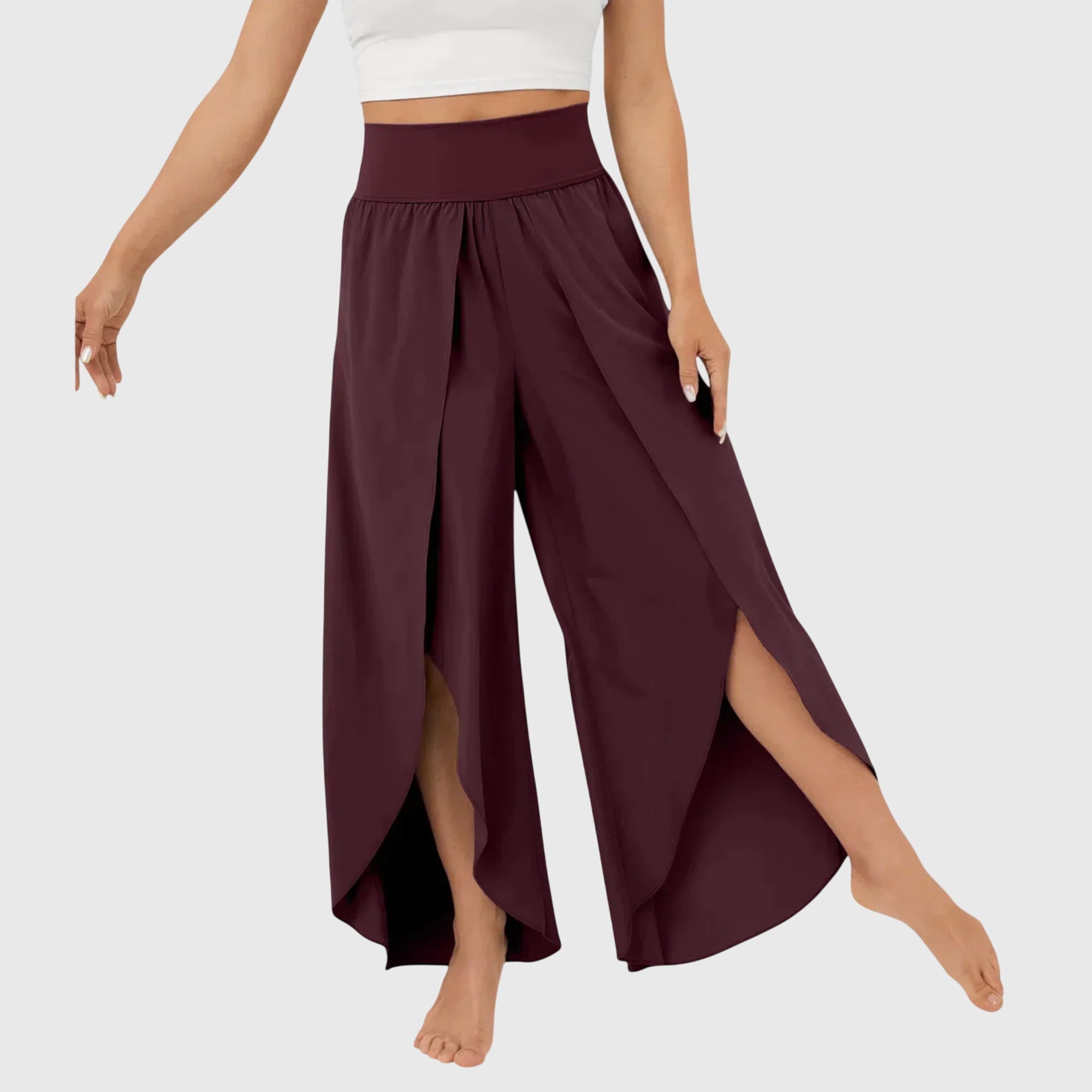 Colette Deveraux | Teal Wide-Leg Split Pants with High Waist