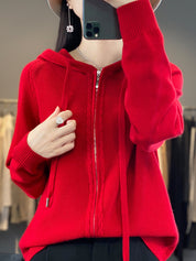 Emilie Cadieux | Hooded Zip-Up Cardigan Sweater For Women