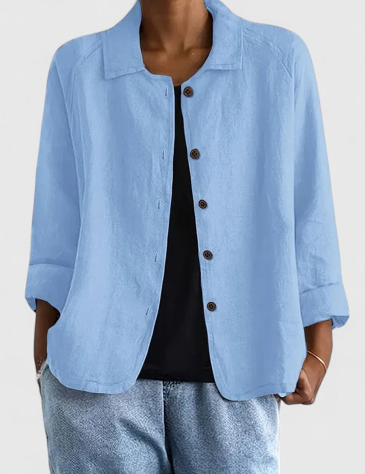 Théodora Wentbridge | Pink Linen-Blend Button-Front Shirt