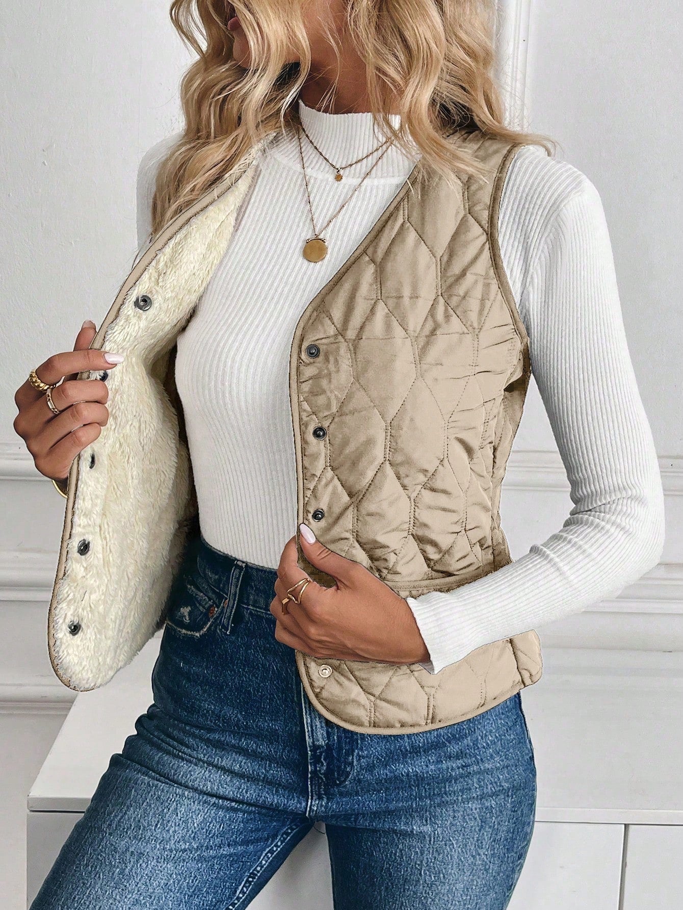 Solene Marchal | Quilted Sherpa-Lined Vest For Women