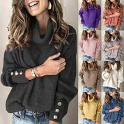 Genevieve Ashworth | Turtleneck Button-Cuff Knit Sweater For Women
