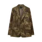 Etienne Corradini | Tie-Dye Suit Collar Leather Jacket For Men