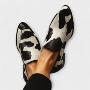 Margolaine Whitvere | Cow Print Orthopedic Support Loafers