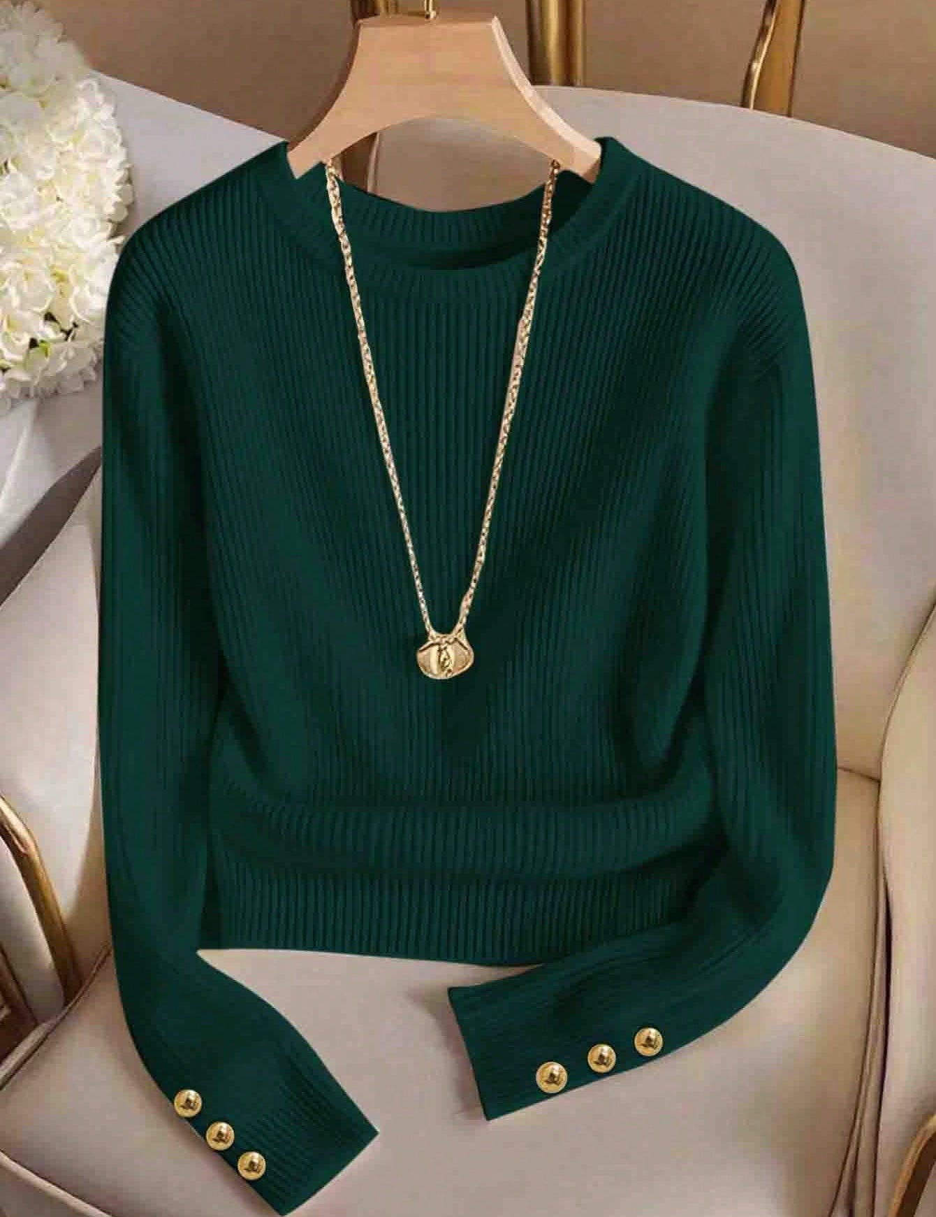 Juliette Rambeau | Ribbed Knit Long-Sleeve Sweater For Women