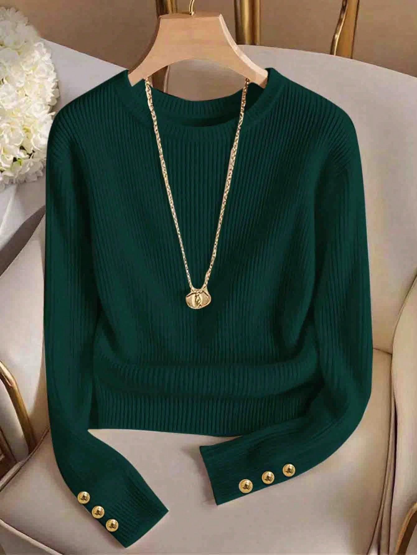 Juliette Rambeau | Ribbed Knit Long-Sleeve Sweater For Women