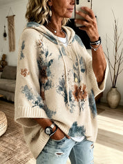 Isadora Beaulieu | Floral Hooded Cape Sweater For Women