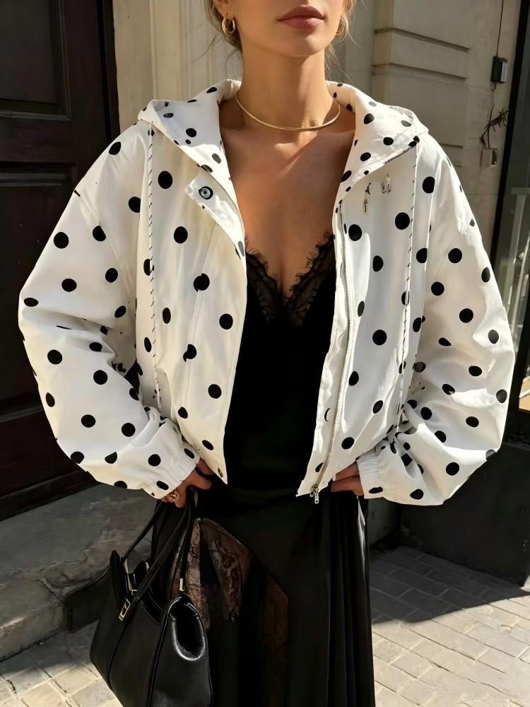 Delphine Armand | Polka Dot Puffer Jacket With Hood For Women