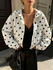 Delphine Armand | Polka Dot Puffer Jacket With Hood For Women