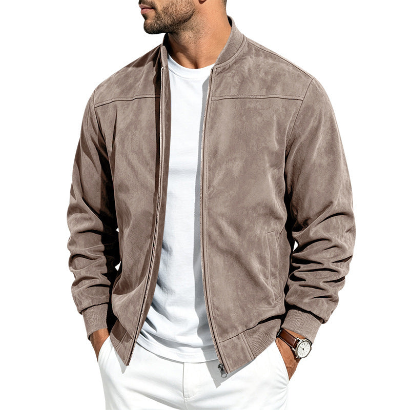 Nixon Braybrook | Faux Suede Zip Up Bomber Jacket For Men