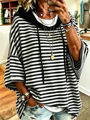 Corinne Halstead | Striped Hooded Pullover Hoodie For Women