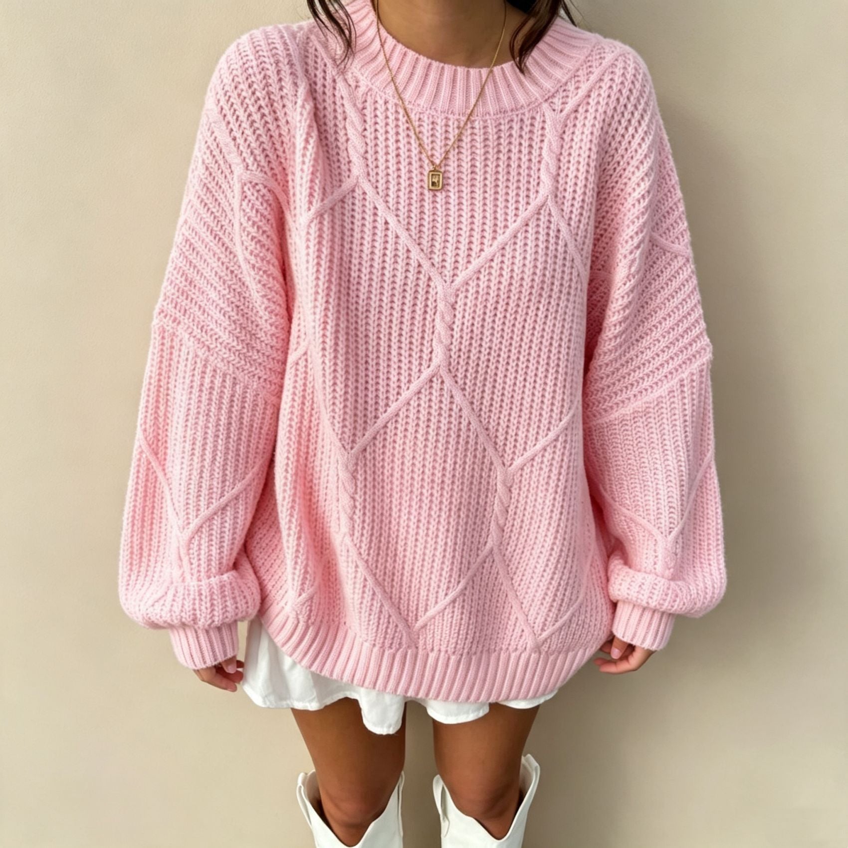 Margot Delvaux | Chunky Cable-Knit Oversized Sweater For Women