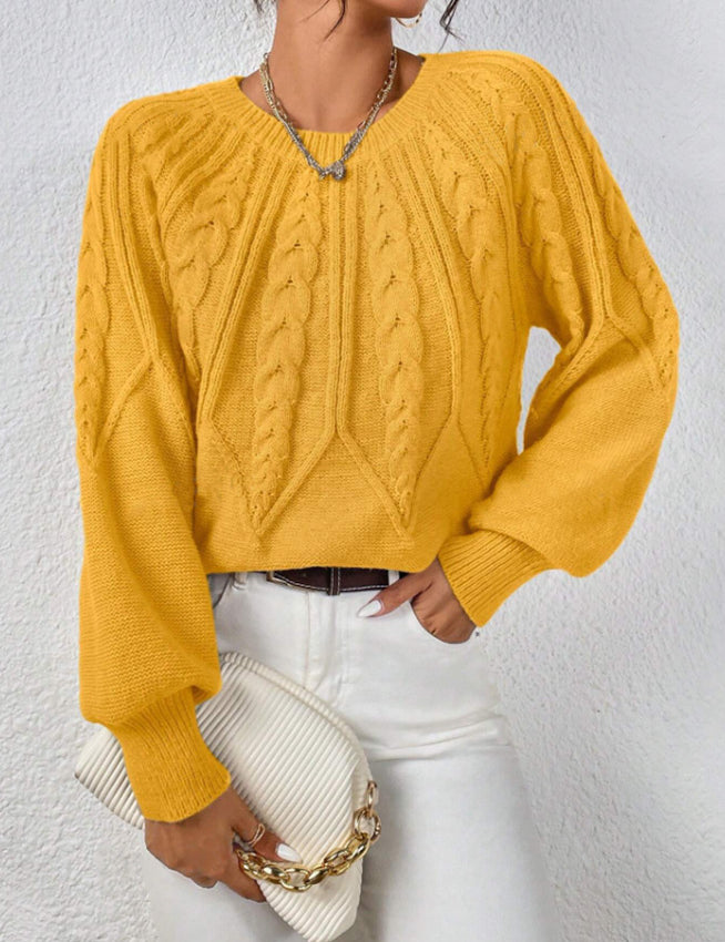 Rosalie Thornbury | Cable-Knit Crew Neck Sweater For Women