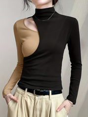 Odette Lindqvist | Colorblock Cutout Mock Neck Top