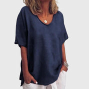 Sylvette Morraine | Elegant Loose V-Neck Top in Pink