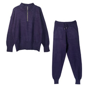 Ophelia Renard | Zip-Up Knitted Two Piece Set For Women