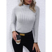 Vanessa Colombier | Ribbed Mock Neck Long Sleeve Top For Women