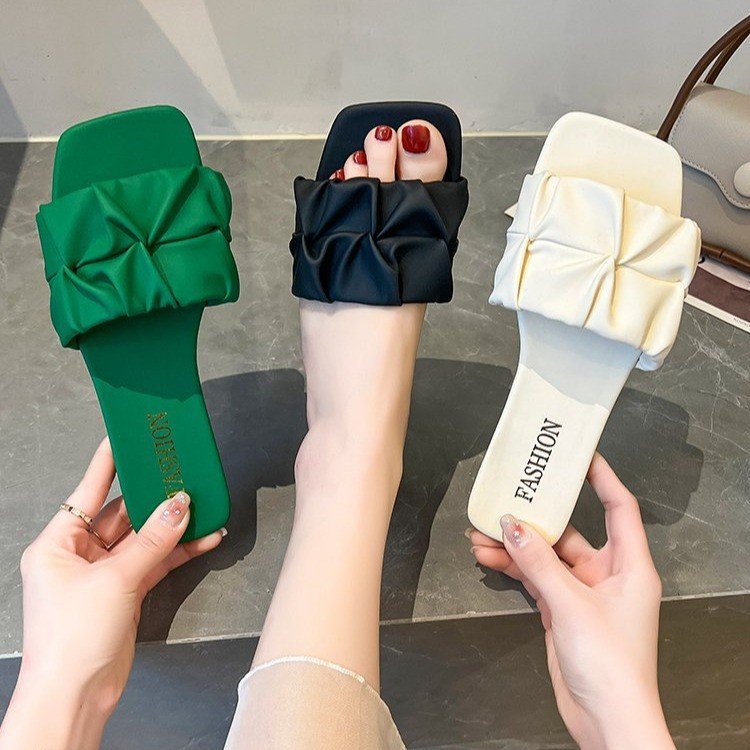 Rosalind Ferrara | Square Toe Flat Slide Sandals For Women
