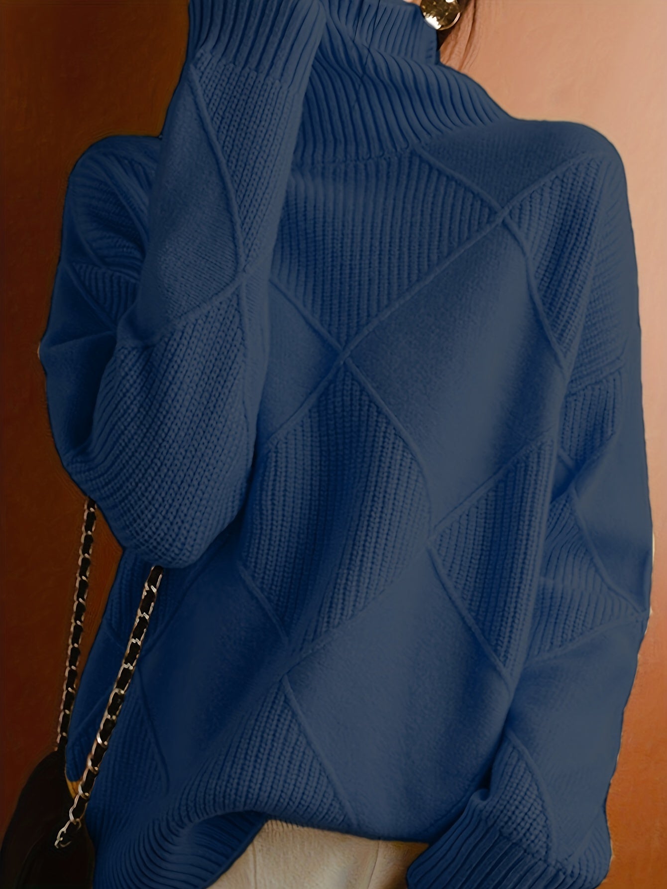 Josephine Alderidge | Diamond-Knit Turtleneck Sweater For Women