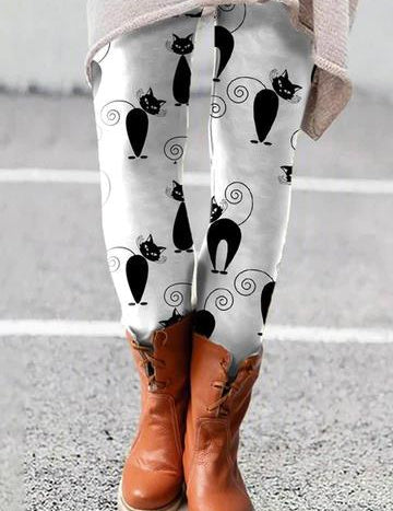 Selene Vasari | Cat Print Leggings For Women