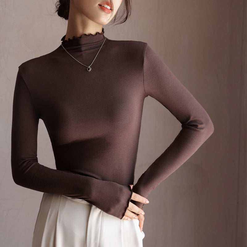 Fleur Dumont | Ruffle Mock Neck Long Sleeve Top For Women