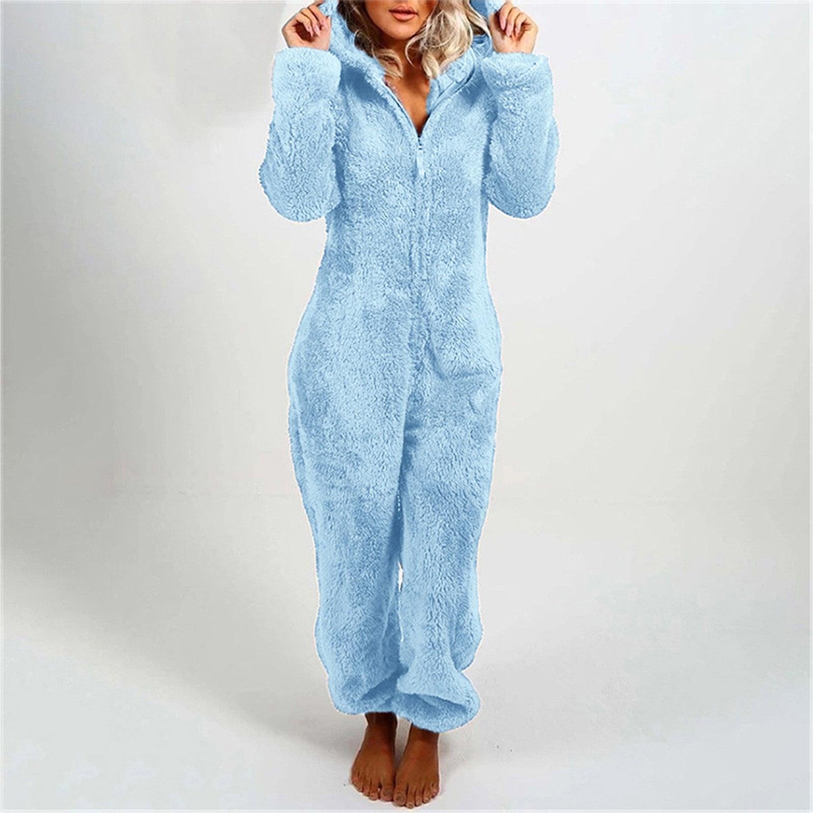 Calla Averill | Teddy Fleece Hooded Onesie For Women