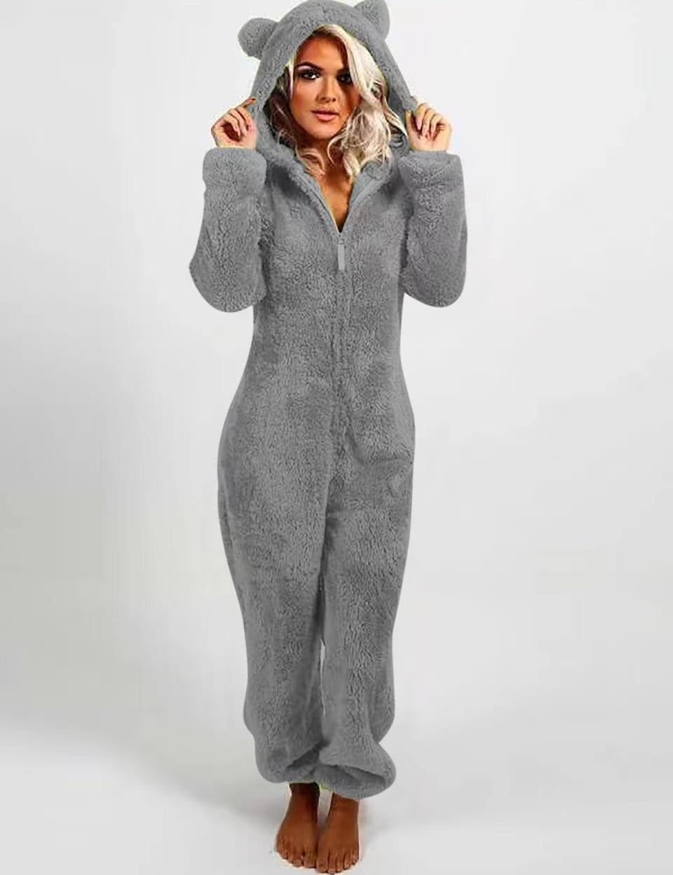 Calla Averill | Teddy Fleece Hooded Onesie For Women