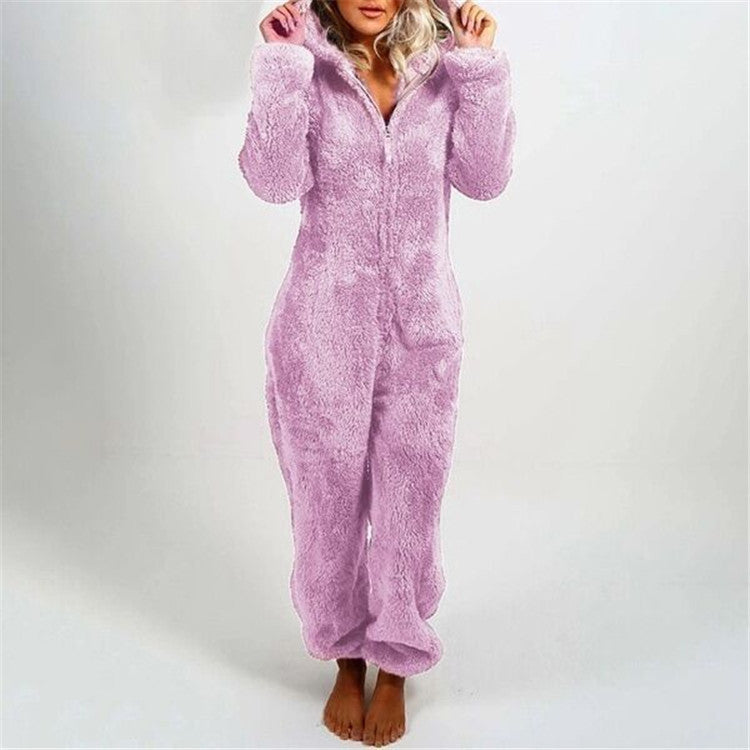 Calla Averill | Teddy Fleece Hooded Onesie For Women