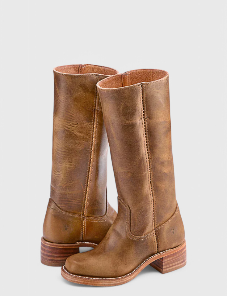 Rosalind Fenwick | Tan Leather Knee-High Western Boots