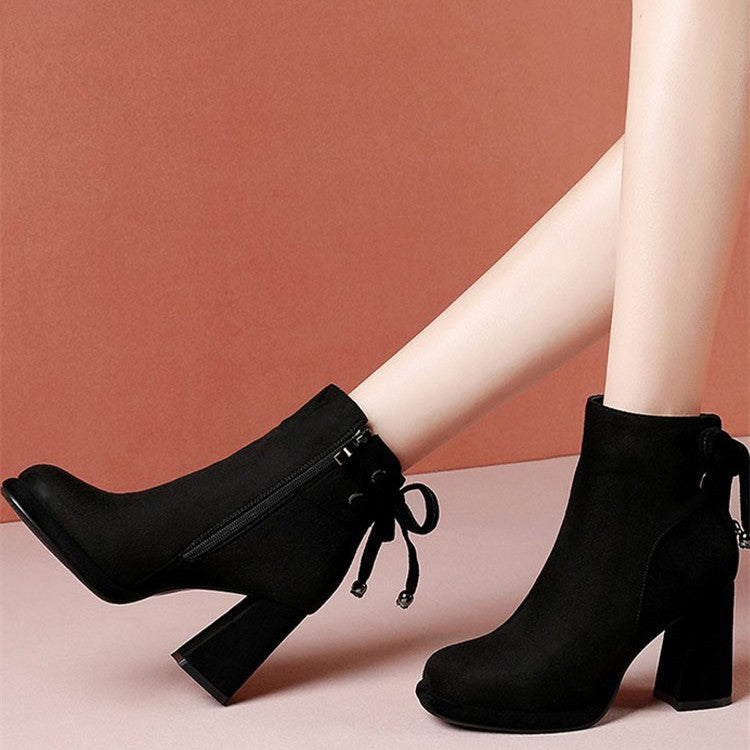 Camille Dubois | Suede Ankle Boots With Chunky Heel For Women