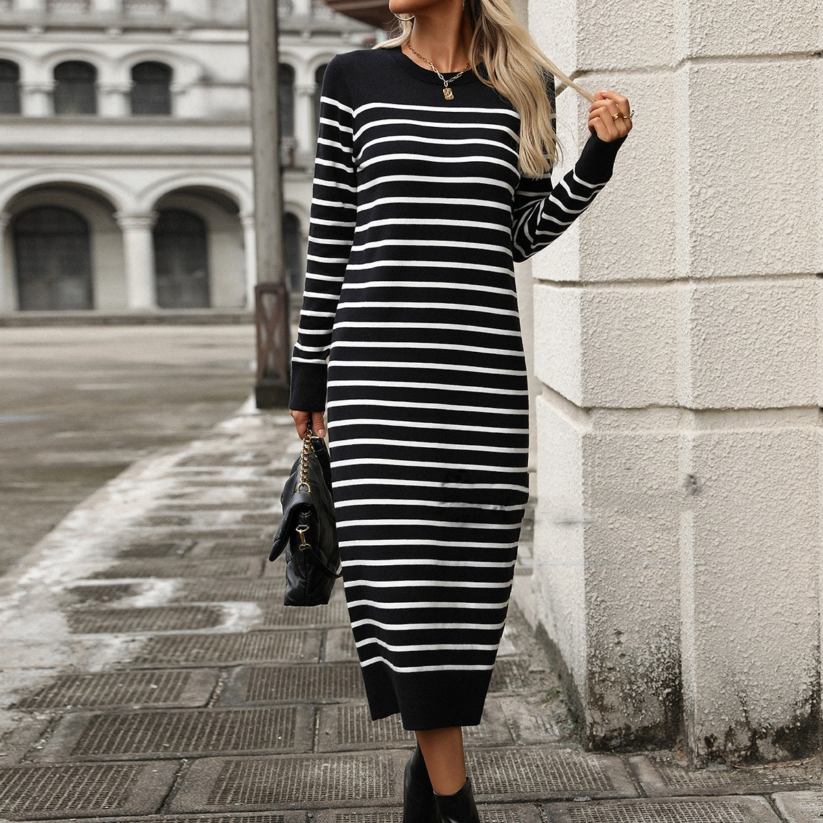 Colette Fairmont | Striped Knit Midi Dress For Women