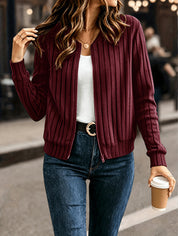 Louisa Bennington | Ribbed Zip-Up Cardigan For Women