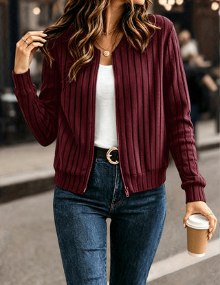 Louisa Bennington | Ribbed Zip-Up Cardigan For Women