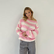 Noelle Winthorpe | Striped Loose Knit Pullover Sweater For Women